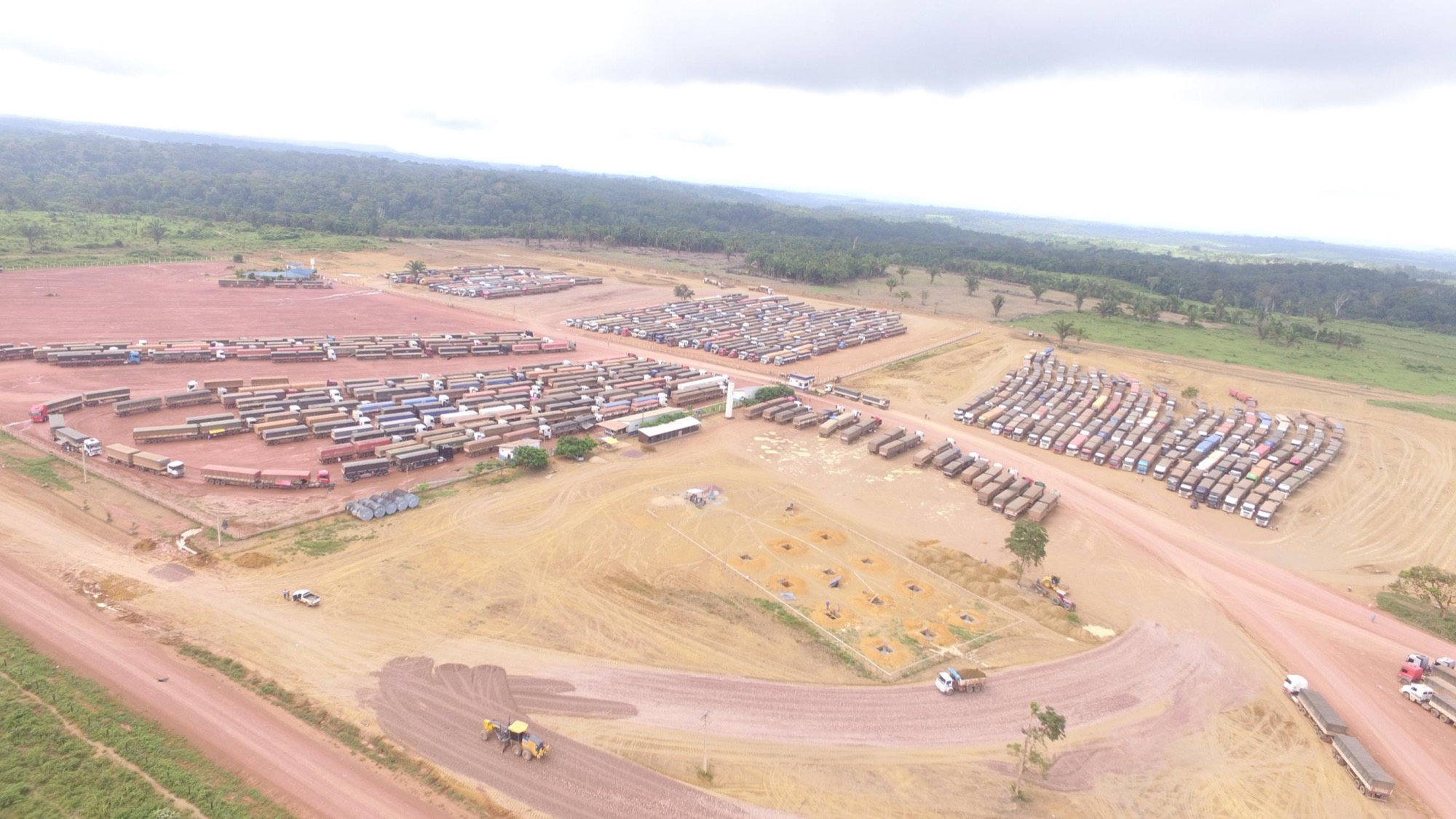 Vista aérea do pátio de triagem do Grupo ML em Miritituba